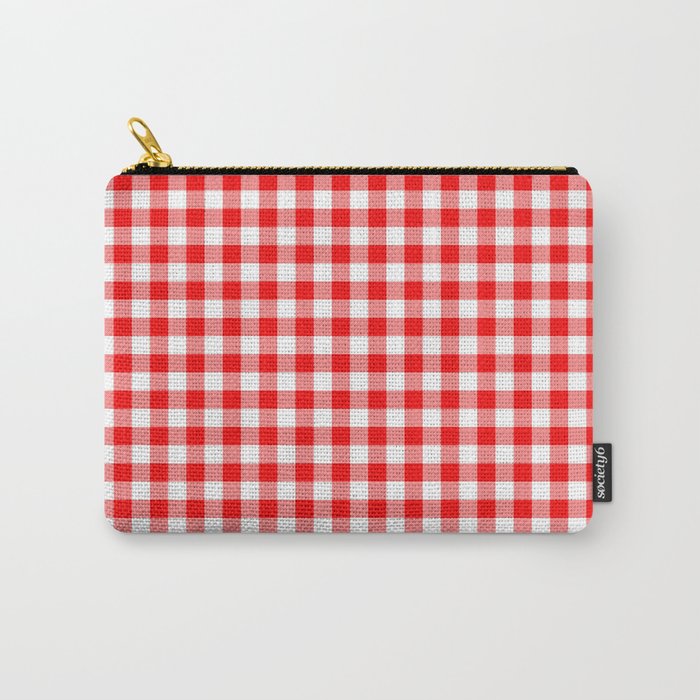 Valentine Red Heart Rich Red and White Buffalo Check Plaid Carry-All Pouch