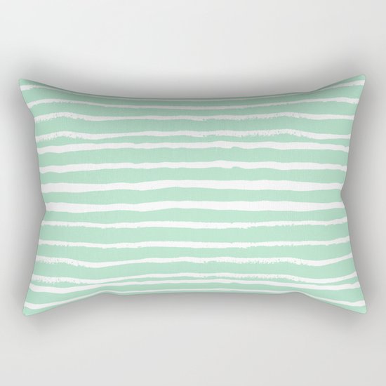 Mint stripes painted stripe pattern minimal nursery gender neutral Rectangular Pillow