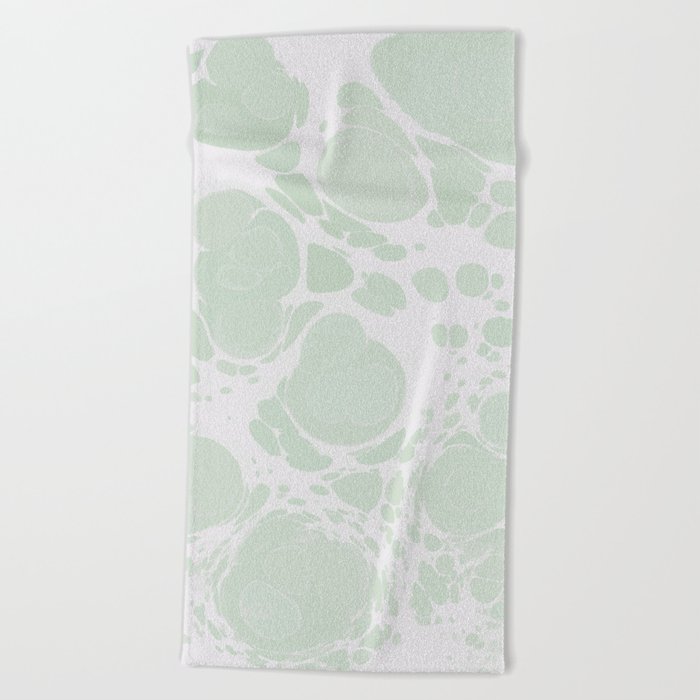 Ebru Paper Marbling Pastel Green Paint Spill Bubbles Beach Towel By Ebru Paper Marbling Pastel Green Paint Spill Bubbles Beach Towel