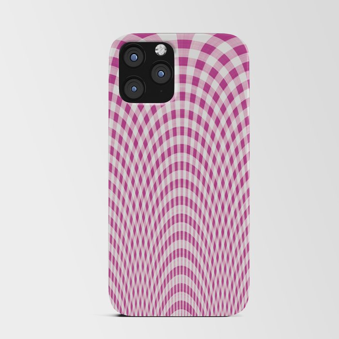 Pink and white curved squares iPhone Card Case