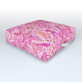 SUNSET DROPS OF WONDER Pink Ikat Watercolor Tribal Outdoor Floor Cushion