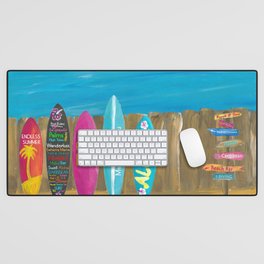 The Summer and Palms Surfboard Beach Wall Desk Mat