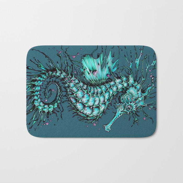 Cyan Seahorse Bath Mat