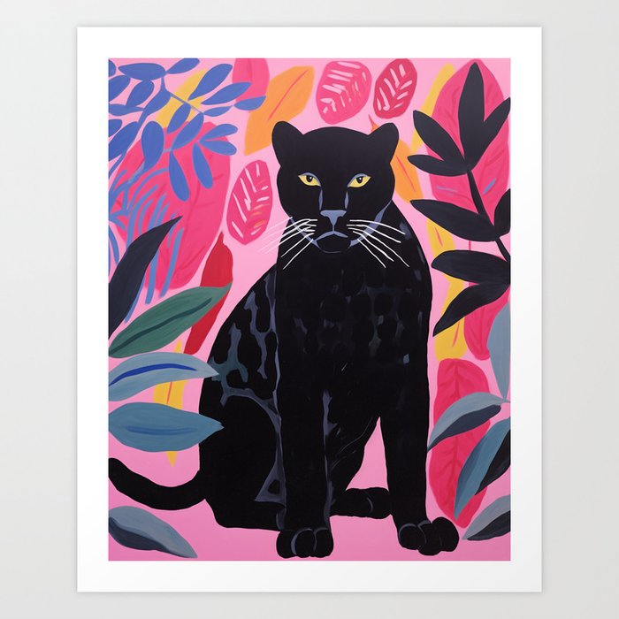 Wild Panther Retro  Art Print