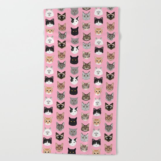 Cute Cat breed faces smiling kitten must have gifts for cat lady cat man cat lover unique pets Beach Towel