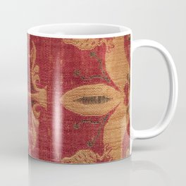 Antique Distressed Red Silk with Palmettes and Birds Mug