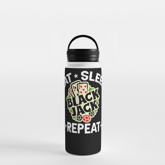 Blackjack Player Casino Basic Strategy Game Cards Water Bottle