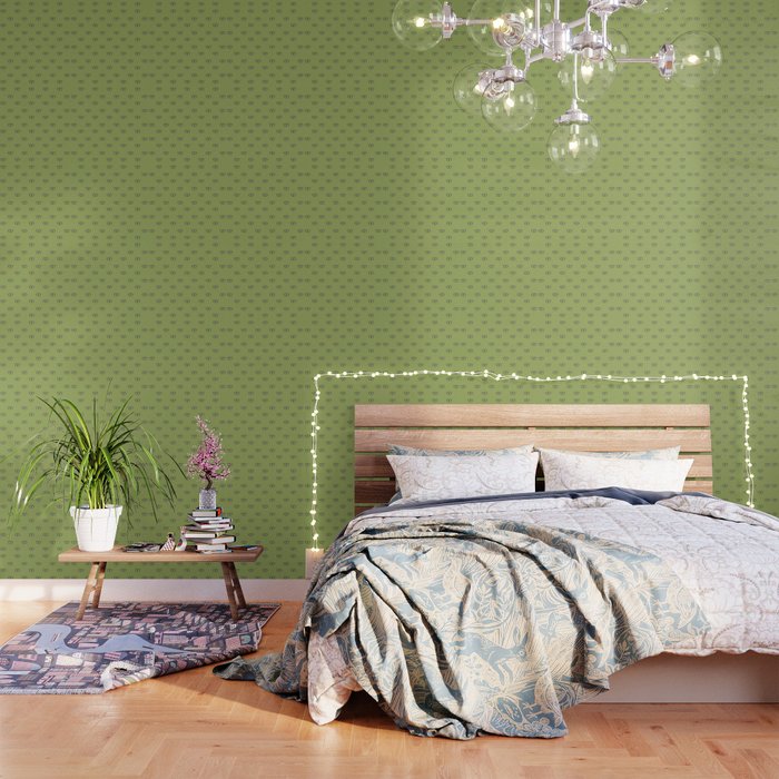 Sage green modern eyes pattern Wallpaper