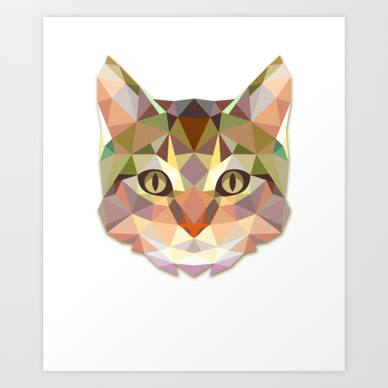Geometric Cat Face Art Print By Createdprototype Society6
