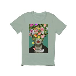 Frida Floral T Shirt | Fridakahlo, Flowering, Botanical, Bouquet, Gardenroses, Garden, Green, Tropical, Floral, Graphic Design 