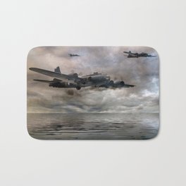 B-17 Flying Fortress - Almost Home Bath Mat | Airplane, Sallyb, B17, Plane, Photo, Crippledaircraft, Almosthome, Wardamage, Aviationenthusiast, Sunrise 