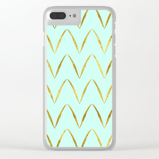 Mint Gold Foil 05 Clear iPhone Case