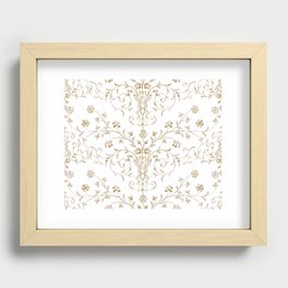 Elegant Antique Baroque White & Gold Scroll Pattern Recessed Framed Print