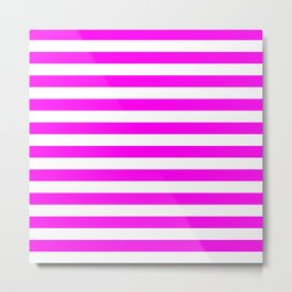 Stripes (Magenta & White Pattern) Metal Print