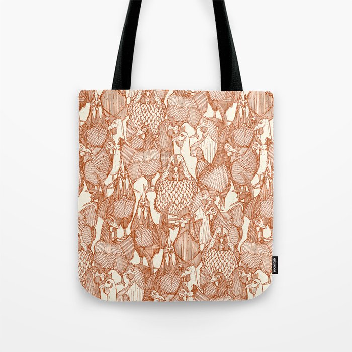 just chickens rust pearl Tote Bag