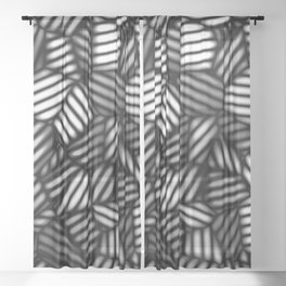 Grayscale Leaves Pattern Sheer Curtain