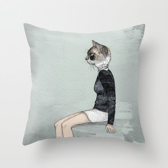 Cat Woman Throw Pillow