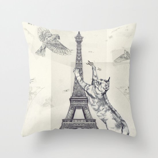 cat attack Throw Pillow