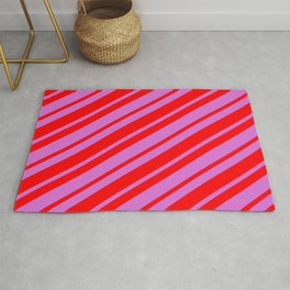 [ Thumbnail: Orchid and Red Colored Stripes Pattern Rug ]