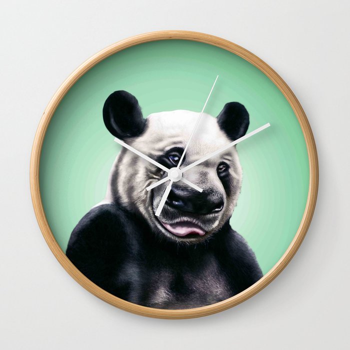 Panda Poking Tongue Selfie Wall Clock
