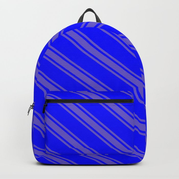 Blue and Slate Blue Colored Striped/Lined Pattern Backpack