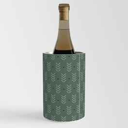 Arrow Lines Geometric Pattern 21 in forest sage green Wine Chiller