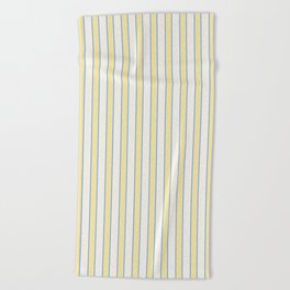 Elegant Yellow And Blue Stripes On Cream Vintage Color Aesthetic Beach Towel