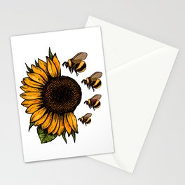 Sunflower Bumblebee Sun Spring Summer Flower Bumble Bees Stationery Cards