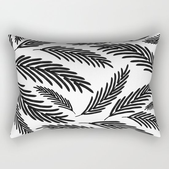Palms Leaves on White Rectangular Pillow