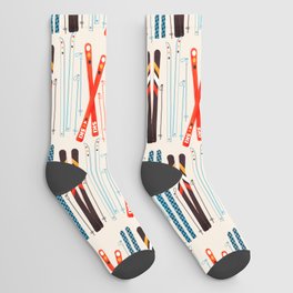 Retro Ski Illustration Socks