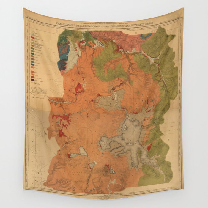 Vintage Geological Map of Yellowstone National Park (1878) Wall 