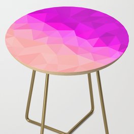 Magenta and Pale Pink Abstract Geometric Triangle Pattern Design  Side Table