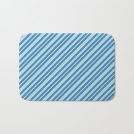 [ Thumbnail: Blue & Powder Blue Colored Striped/Lined Pattern Bath Mat ]