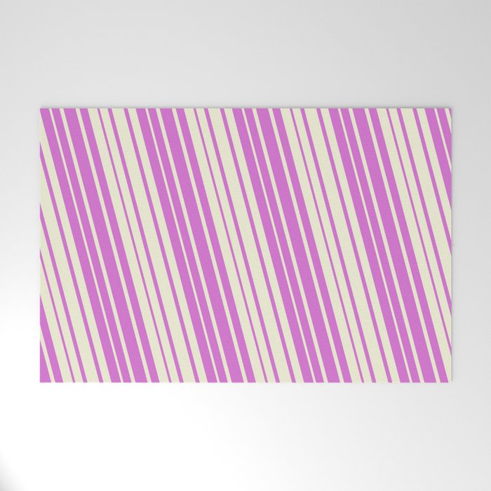 Orchid & Beige Colored Lined/Striped Pattern Welcome Mat