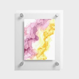 Pink Yellow Abstract 31922 Alcohol Ink Painting by Herzart Floating Acrylic Print