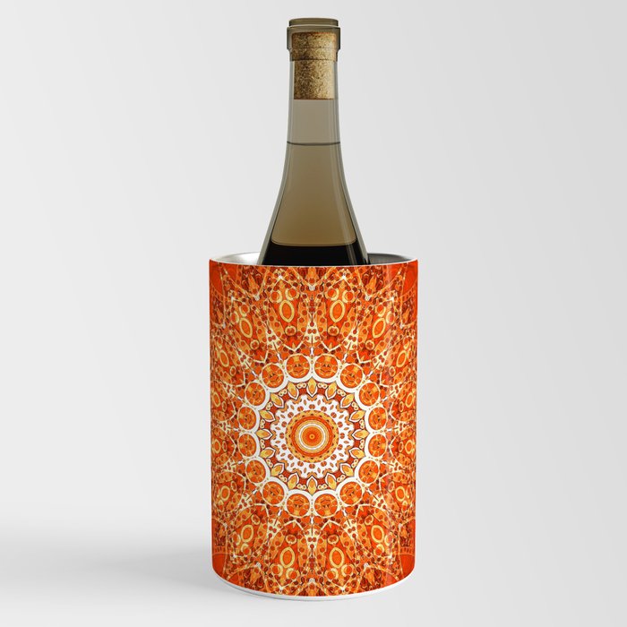 Detailed Orange Boho Mandala Wine Chiller