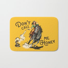 Don't Call Me Honey Retro Cowgirl On Horseback V.1 Bath Mat