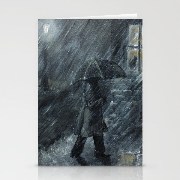 Trudging in the Rain Stationery Cards