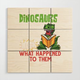 Dinosaur Book Reading Rex Read Funny Reader Wood Wall Art