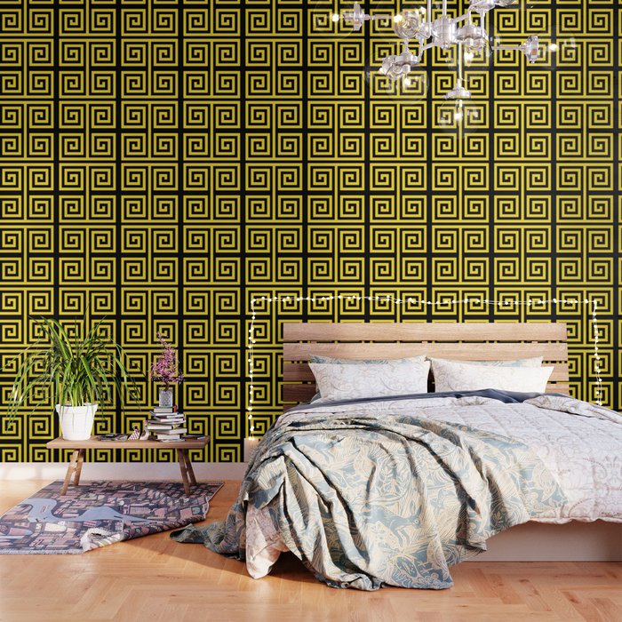 Graphic Grid 4 Swirl Abstract Design Black And Yellow Series 3 Of 6 Wallpaper