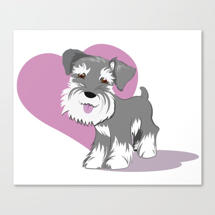 Miniature Schnauzer Puppy Dog Adorable Baby Love Canvas Print