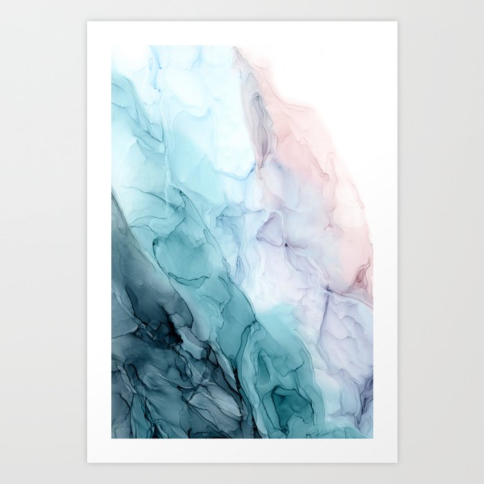Beachy Pastel Flowing Ombre Abstract Art Print