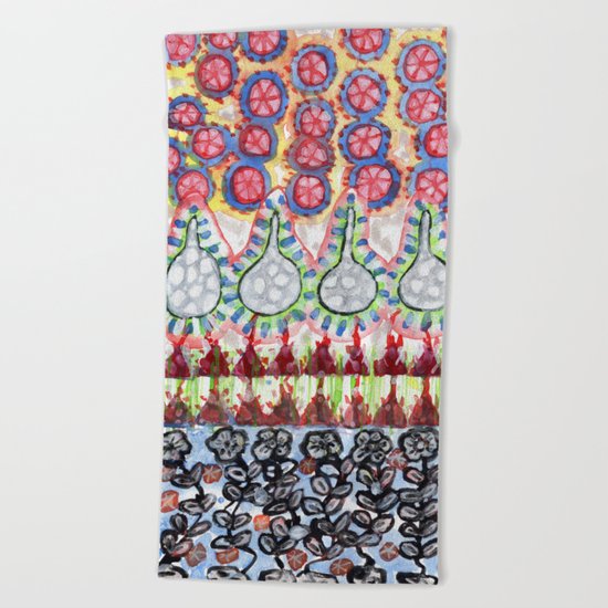 Garden with Silver Flowers and Flower Bulbs Beach Towel