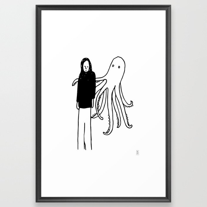 Octopus Hug Framed Art Print