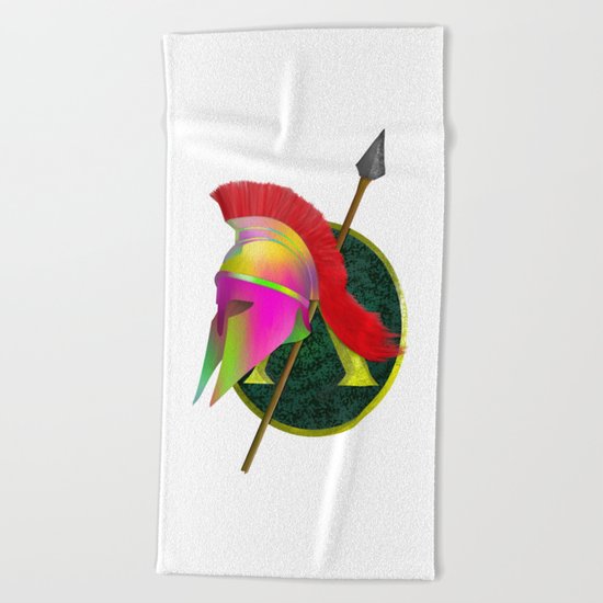Spartan Helmet Colorful Beach Towel