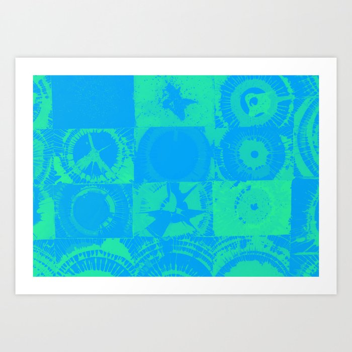 Color Explosion Green and Blue Version Art Print