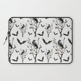 Happy Halloween pattern with hollow trees, ravens and bats Laptop Sleeve