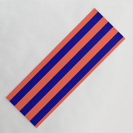 [ Thumbnail: Red and Dark Blue Colored Lines/Stripes Pattern Yoga Mat ]
