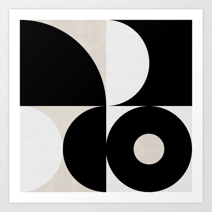geometry mid modern black white Art Print