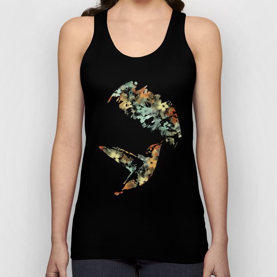 Colorful Teal Hummingbird Art Unisex Tank Top